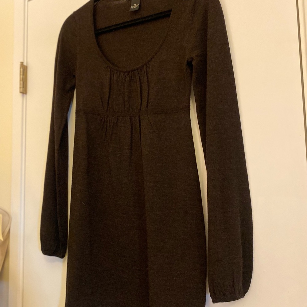 Lucky Brand Chocolate Black Merino Wool Long Sleeve Dress